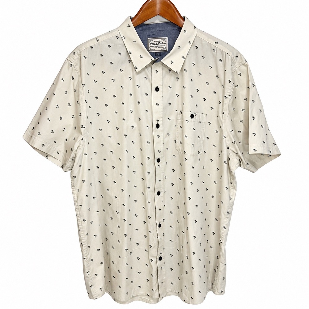 Flag & Anthem Mens XXL Palm Tree Print Short Sleeve Button Down Shirt COREWS681V